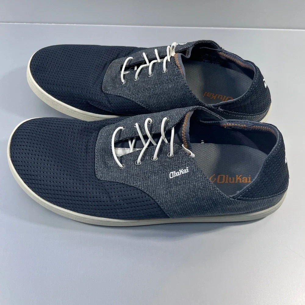 OluKai Nohea Moku Mens Fog Dark Shadow Mesh Boat Shoe Size 11.5 casual sneaker